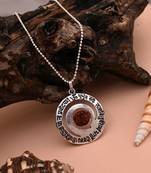 Silver color gayatri mantra rudraksha mala chain necklace