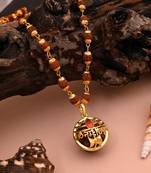 Gold color om namah shivay rudraksha mala chain necklace