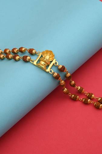Gold color lord shivling rudraksha bracelet