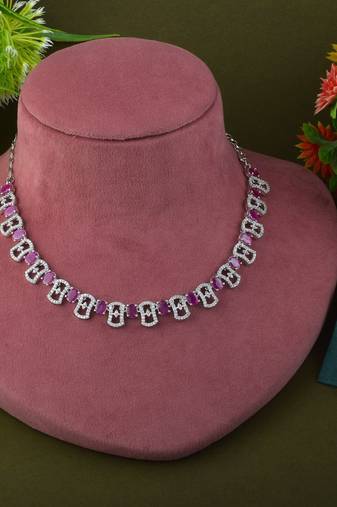 Rani color american diamond necklace set in a festive statement look