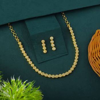 Gold color american diamond necklace set with diamond-like centerpiece charm 1
