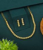 Gold color american diamond necklace set with diamond-like centerpiece charm