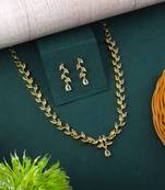 Gold color american diamond necklace set for weddings and special events