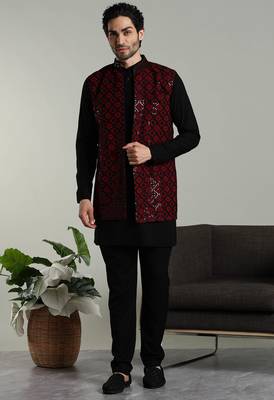 Men's stylish Indo-western Rayon coat kurta set 1