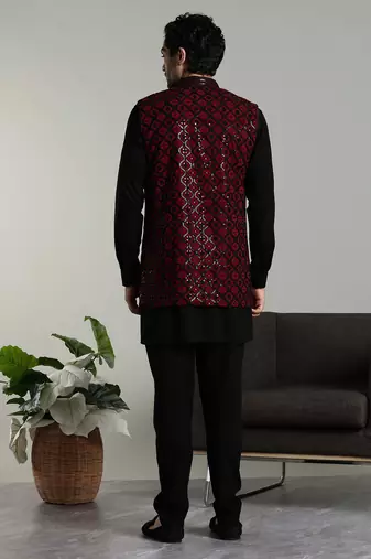Men's stylish Indo-western Rayon coat kurta set