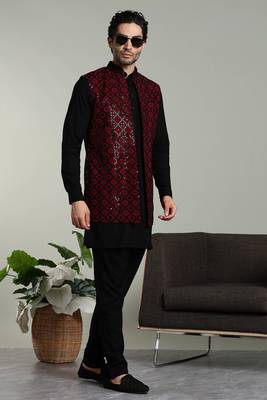 Men's stylish Indo-western Rayon coat kurta set 3
