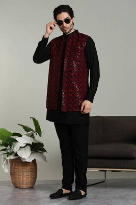 Men's stylish Indo-western Rayon coat kurta set 4