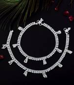 Elegant silver color anklets designed for womenâ€™s traditional and daily wear jewelry