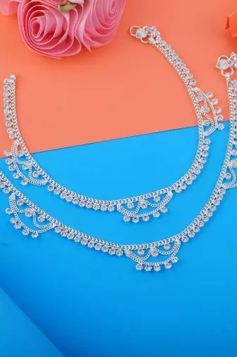 Royal silver color anklets perfect for weddings, engagements, and traditional festive occasions