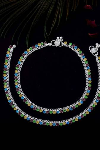 Unique multi color anklets designed with fine detailing for womenâ€™s elegant jewelry styling
