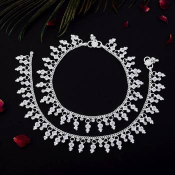 Graceful silver color anklets crafted for brides, parties, and indian cultural outfits 1