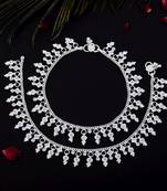 Graceful silver color anklets crafted for brides, parties, and indian cultural outfits
