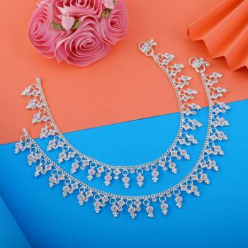 Graceful silver color anklets crafted for brides, parties, and indian cultural outfits 2