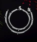 Classic silver color anklets designed with handmade artistic work for daily fashion wear