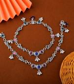 Exclusive multi color oxidised anklet designed for womenâ€™s festive outfits and traditional daily wear