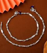 Elegant silver color oxidised anklet crafted with artistic detailing for bridal and cultural outfits