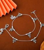 Attractive silver color oxidised anklet perfect for wedding styling, festivals, and party outfits