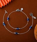 Beautiful blue color evil eye oxidised anklet designed for bridal wear, parties, and cultural styling