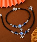 Exclusive blue color evil eye oxidised anklet perfect for womenâ€™s ethnic fashion and traditional outfits