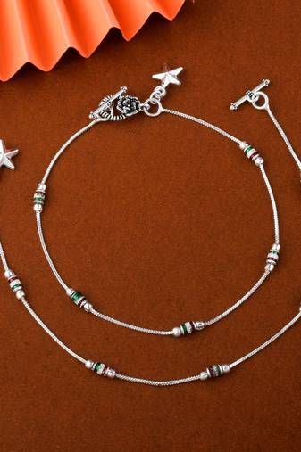 Stylish silver color oxidised anklet crafted for wedding celebrations, festivals, and daily wear jewelry