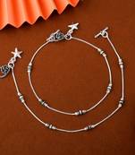 Stylish silver color oxidised anklet crafted for wedding celebrations, festivals, and daily wear jewelry