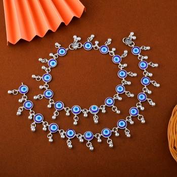 Elegant blue color evil eye oxidised anklet perfect for women        s fashion jewelry and party outfits 1