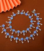 Elegant blue color evil eye oxidised anklet perfect for womenâ€™s fashion jewelry and party outfits