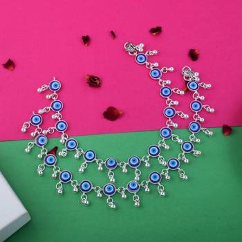 Elegant blue color evil eye oxidised anklet perfect for women        s fashion jewelry and party outfits 2