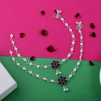 Beautiful maroon and green color oxidised anklet crafted for women        s ethnic fashion jewelry and outfits 2