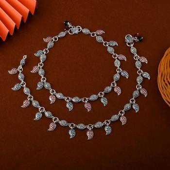 Stylish multi color oxidised anklet perfect for weddings, parties, and traditional cultural functions 1