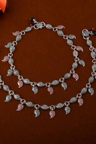 Stylish multi color oxidised anklet perfect for weddings, parties, and traditional cultural functions