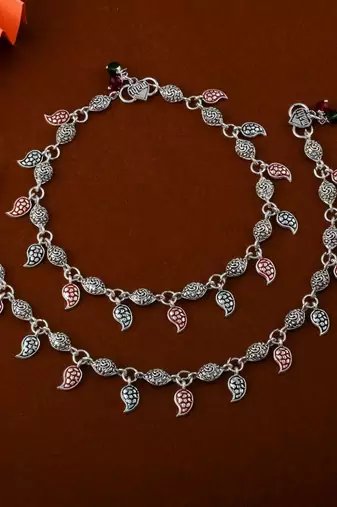 Stylish multi color oxidised anklet perfect for weddings, parties, and traditional cultural functions