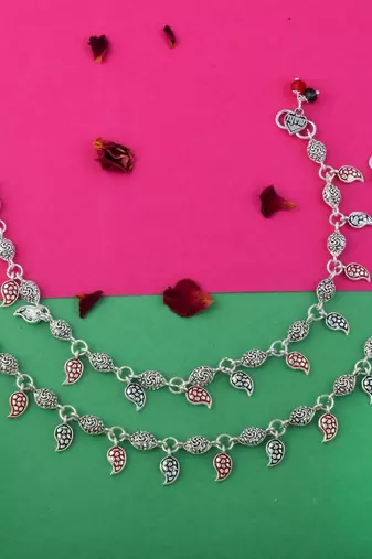 Stylish multi color oxidised anklet perfect for weddings, parties, and traditional cultural functions