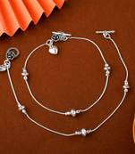 Elegant silver color oxidised anklet designed with handmade work for brides and daily wear styling