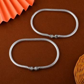 Gorgeous silver color oxidised anklet perfect for festivals, cultural celebrations, and traditional jewelry 1