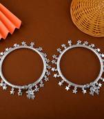 Attractive silver color oxidised anklet perfect for bridal wear, parties, and indian cultural styling