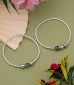 Traditional silver color peacock feather anklet with antique detailing for women and girls