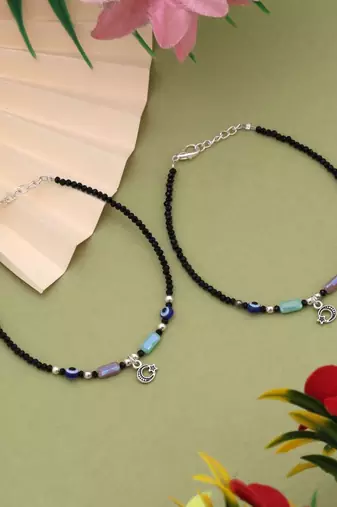 Stylish assorted color anklet with multicolor beads perfect for festivals and daily wear