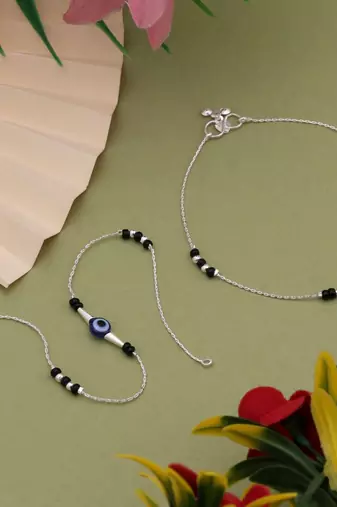 Unique blue color evil eye anklet for protection and fashionable ethnic jewellery look