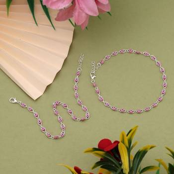 Beautiful pink color anklet with delicate beads perfect for party, wedding, and gifting 1