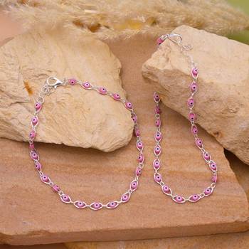 Beautiful pink color anklet with delicate beads perfect for party, wedding, and gifting 2