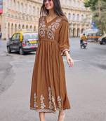 Women Rayon Weaving Embroidered Kurtis