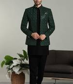 Arruga mens bottel green jodhpuri sherwani indo-western kurta set