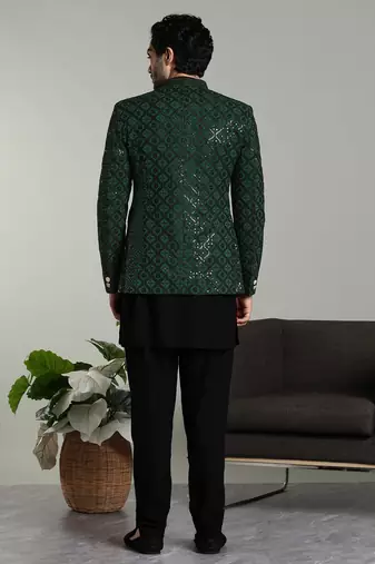 Arruga mens bottel green jodhpuri sherwani indo-western kurta set