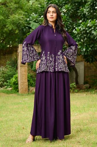 Women Heavy Embroidered Hand Work Kurta With Palazzo