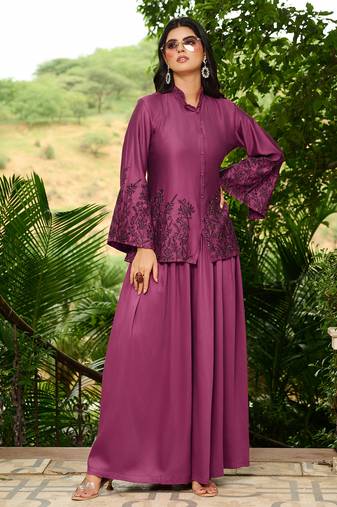 Women Heavy Embroidered Hand Work Kurta With Palazzo