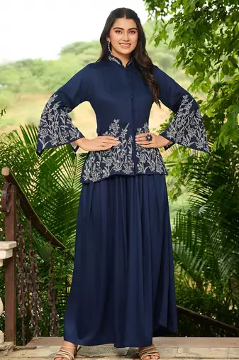 Women Heavy Embroidered Hand Work Kurta With Palazzo