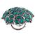 Silver oxidized green kundan work designer adjustable finger ring for women 