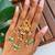 Rajwadi plated brass adjustable finger ring with floral dome design & pearl tassel chains for women 