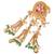 Rajwadi plated brass adjustable finger ring with pearl beads & green latkan chain detailing for women 